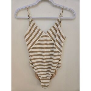 Spell & The Gypsy Collective Gold Stripe OnePiece Swimsuit Medium Boho Beachwear